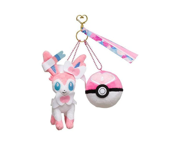 Sylveon and Love Ball Plushie Keychain Set Anime & Brands Sugoi Mart