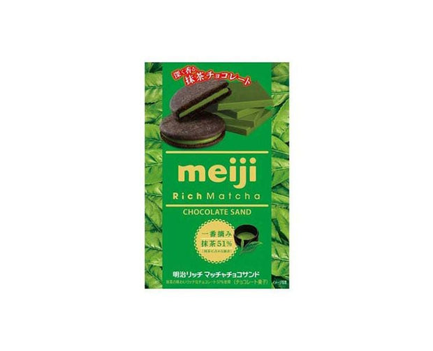 Meiji Rich Matcha Chocolate Sandwich Cookies Candy and Snacks Sugoi Mart