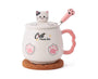 Ceramic Cat Mug with Lid and Spoon: White
 thumbnail 1