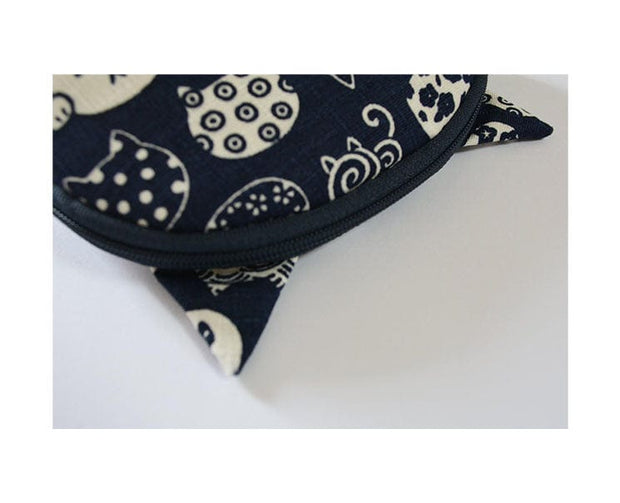 Kyou Cat Pattern Pouch: Navy