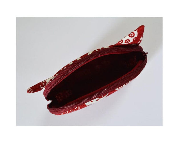 Kyou Cat Pattern Pouch: Red