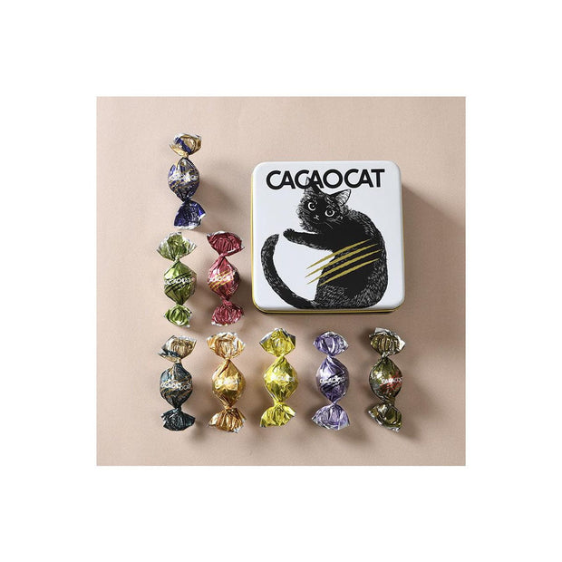 Cacaocat White Tin Box with Chocolate: 8 Assortment