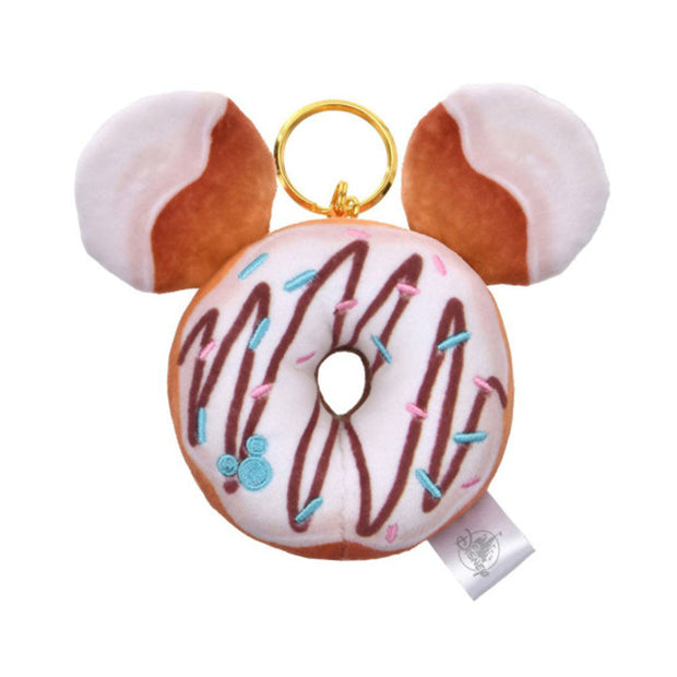 Disney Mickey Mouse Plush Keychain White Donut