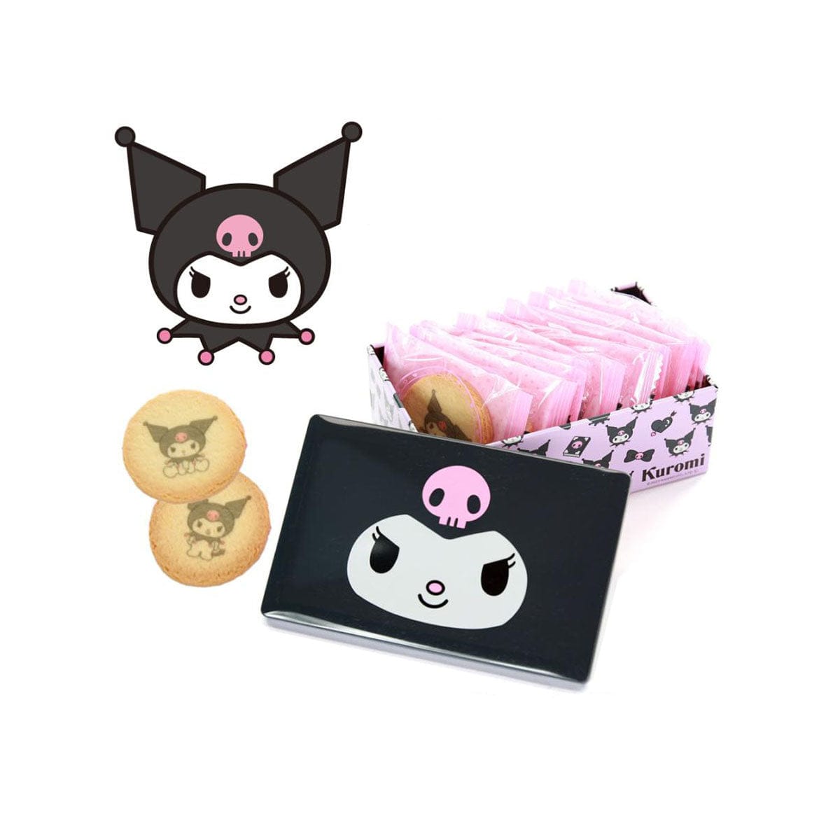 コラボ！吊りリメ缶サボちゃん　No.535 Kuromi Printed Cookie Tin Kuromi Nagatoya