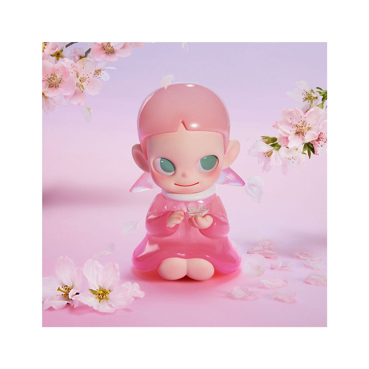 Flowerさま　たまごを抱いたうさぎさん 水色マーガレットと桜ピンク Pop Mart Zsiga Cherry Blossoms' Gift to the Earth Figure