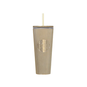 Starbucks 2025 Champagne Gold Logo Cold Cup Tumbler