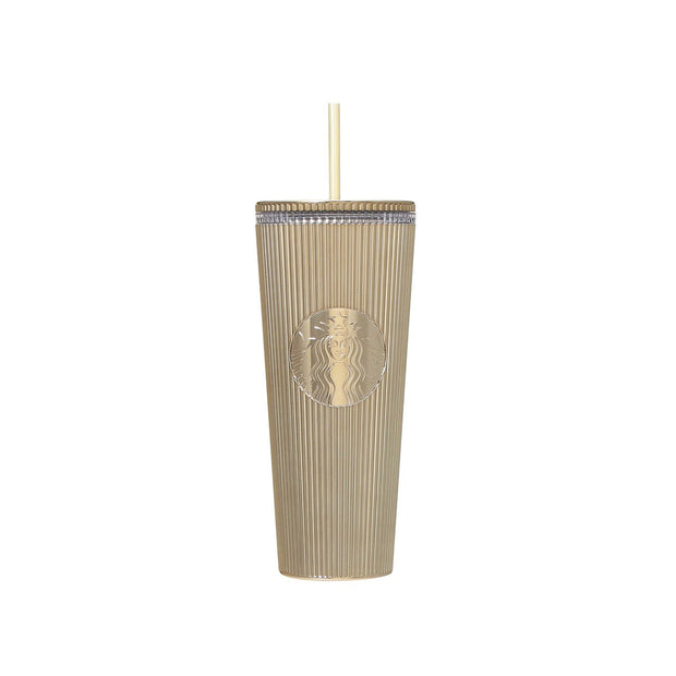 Starbucks 2025 Champagne Gold Logo Cold Cup Tumbler